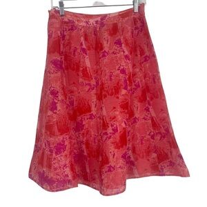 Vintage Due Per Due Linen & Silk A-Line Skirt Boho Watercolor Size 6 Lined